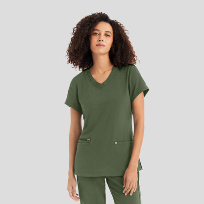 CRFT 3-Pocket V-Neck Top  | Olive