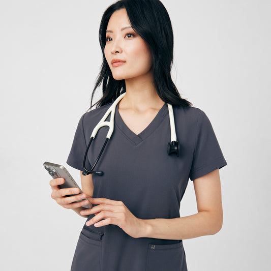 CRFT 3-Pocket V-Neck Top  | Pewter