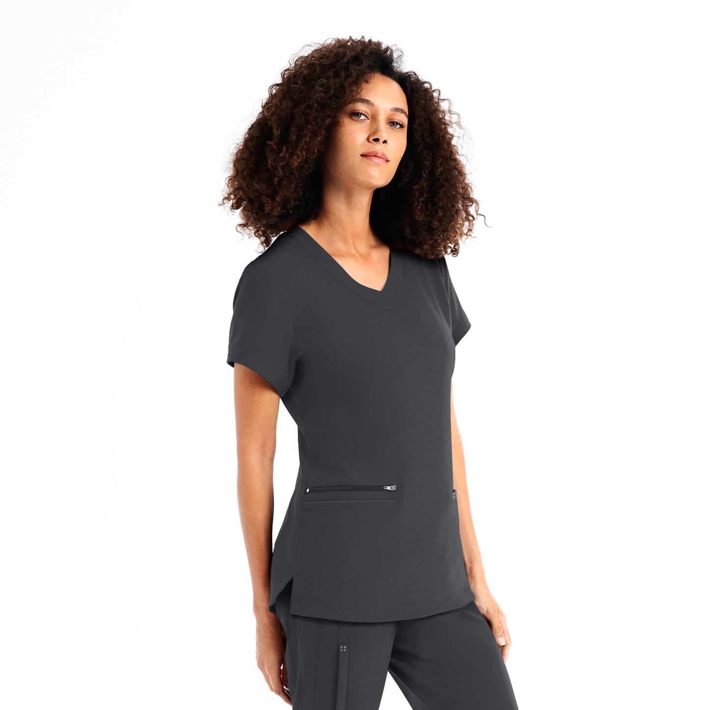CRFT 3-Pocket V-Neck Top  | Pewter
