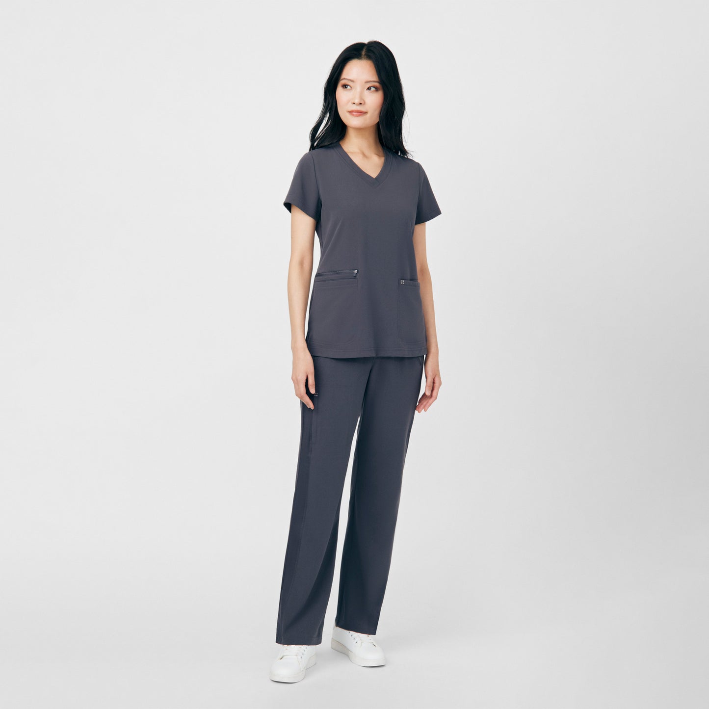 CRFT 3-Pocket V-Neck Top  | Pewter