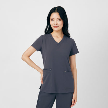CRFT 3-Pocket V-Neck Top  | Pewter