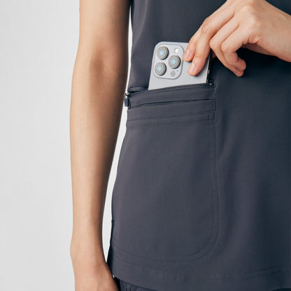 CRFT 3-Pocket V-Neck Top  | Pewter