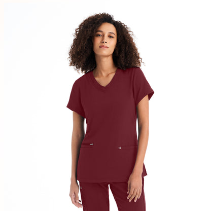 CRFT 3-Pocket V-Neck Top  | Wine