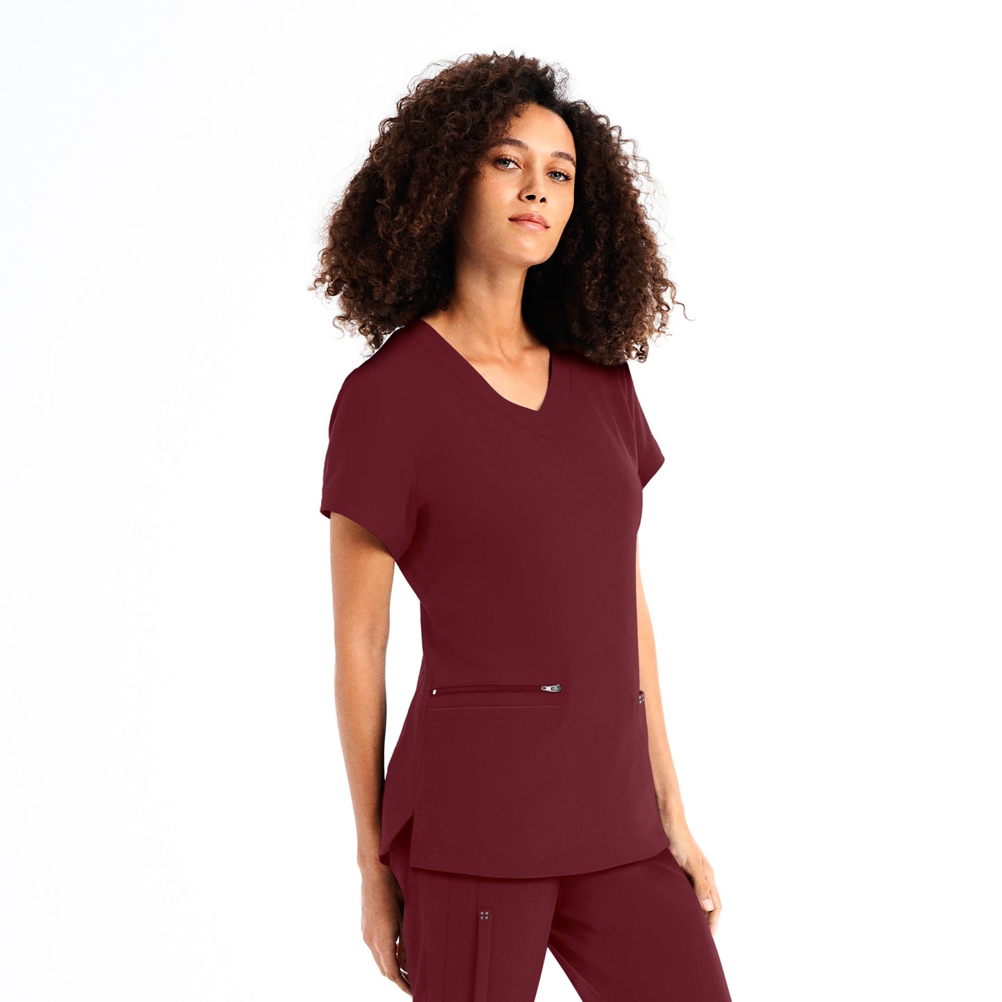 CRFT 3-Pocket V-Neck Top  | Wine