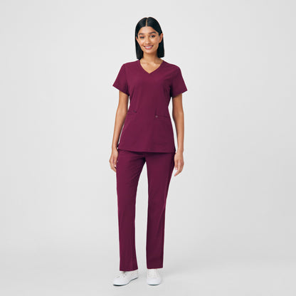 CRFT 3-Pocket V-Neck Top  | Wine