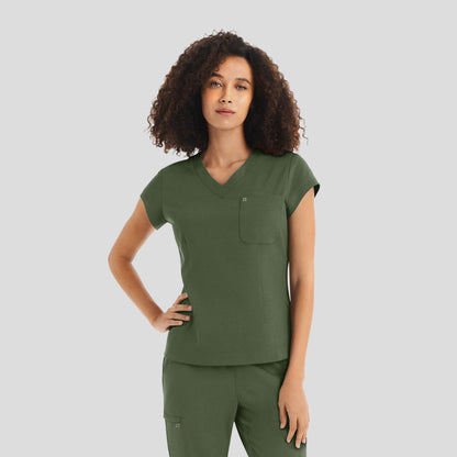 CRFT 1-Pocket V-Neck Top  | Olive