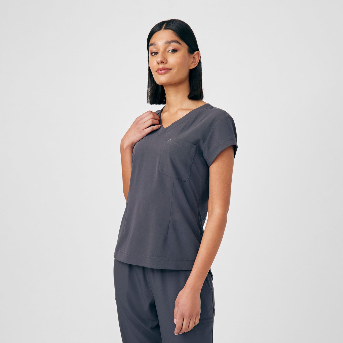 CRFT 1-Pocket V-Neck Top  | Pewter