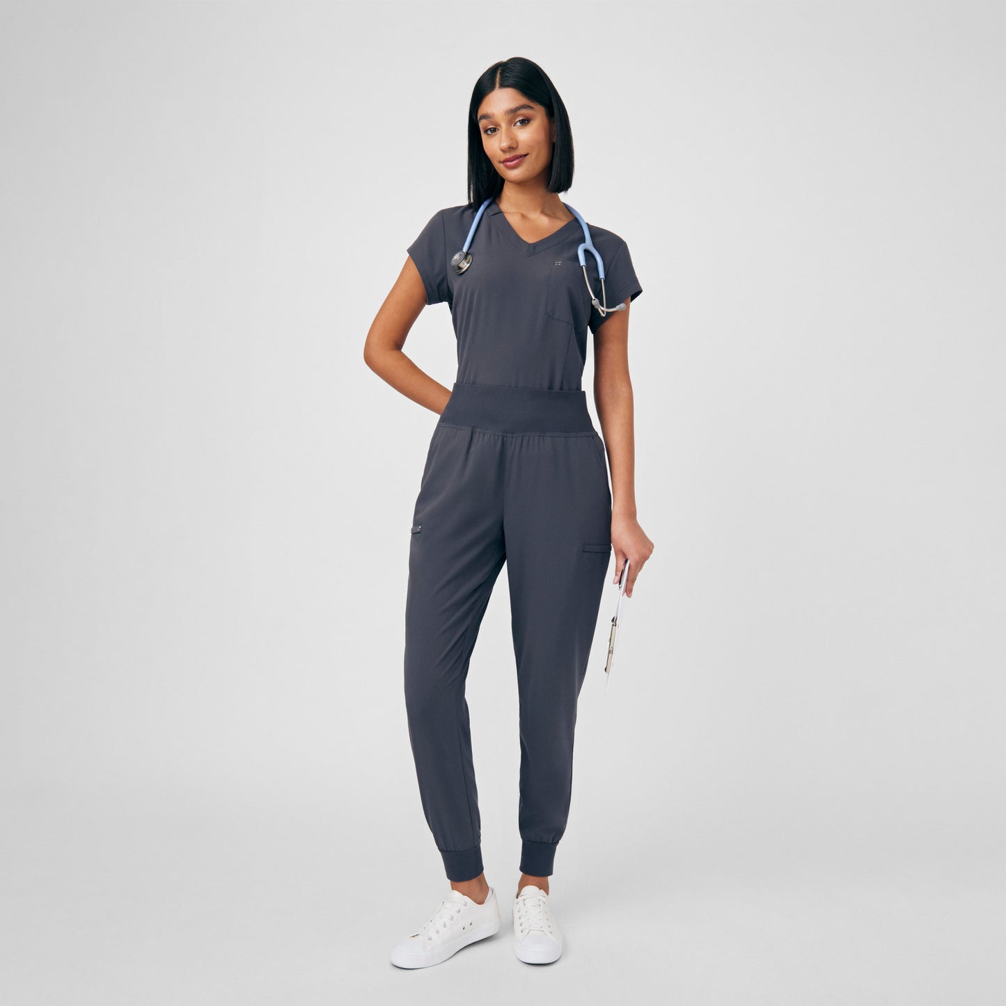 CRFT 1-Pocket V-Neck Top  | Pewter