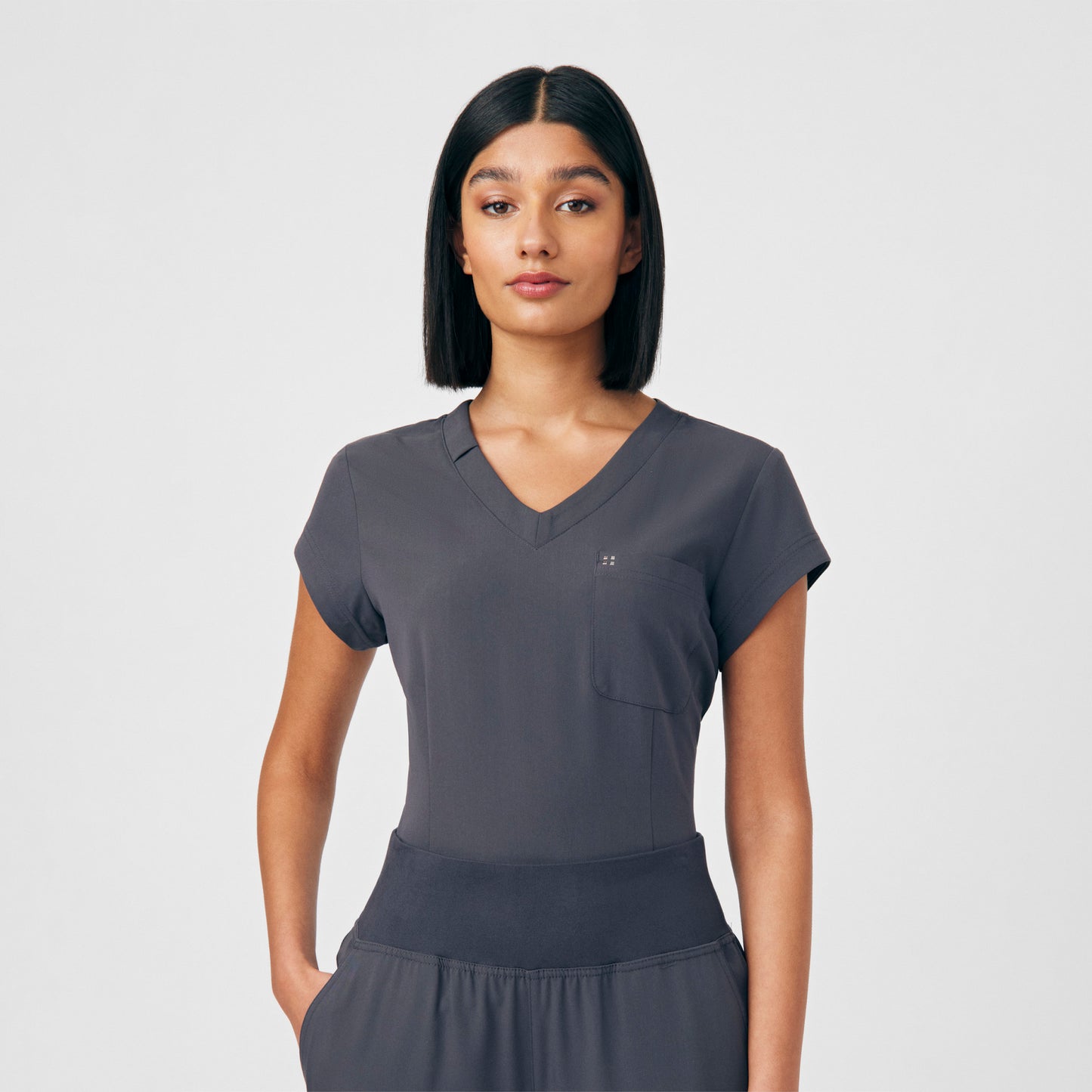 CRFT 1-Pocket V-Neck Top  | Pewter