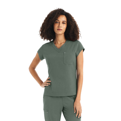 CRFT 1-Pocket V-Neck Top  | Sage Leaf