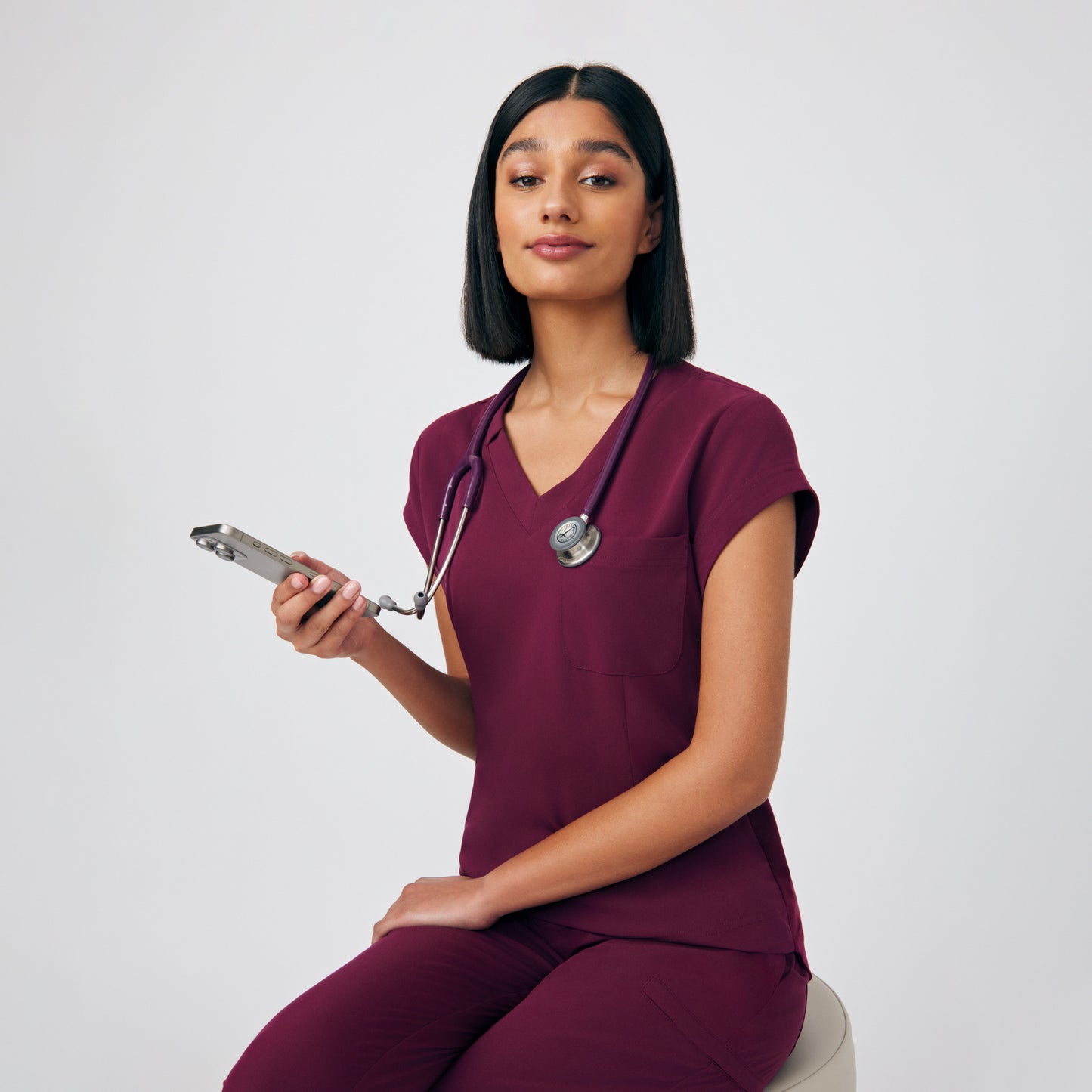 CRFT 1-Pocket V-Neck Top  | Wine