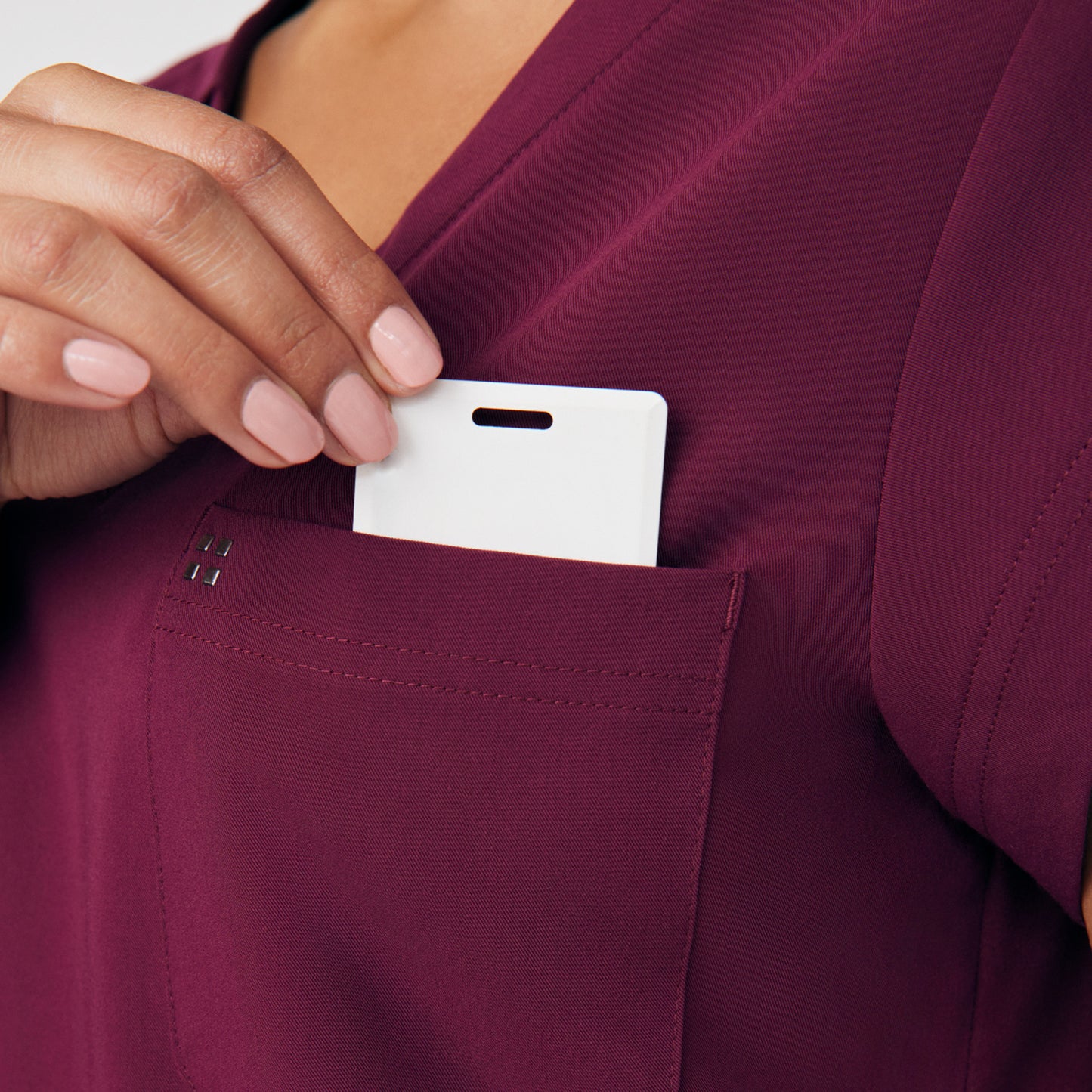 CRFT 1-Pocket V-Neck Top  | Wine