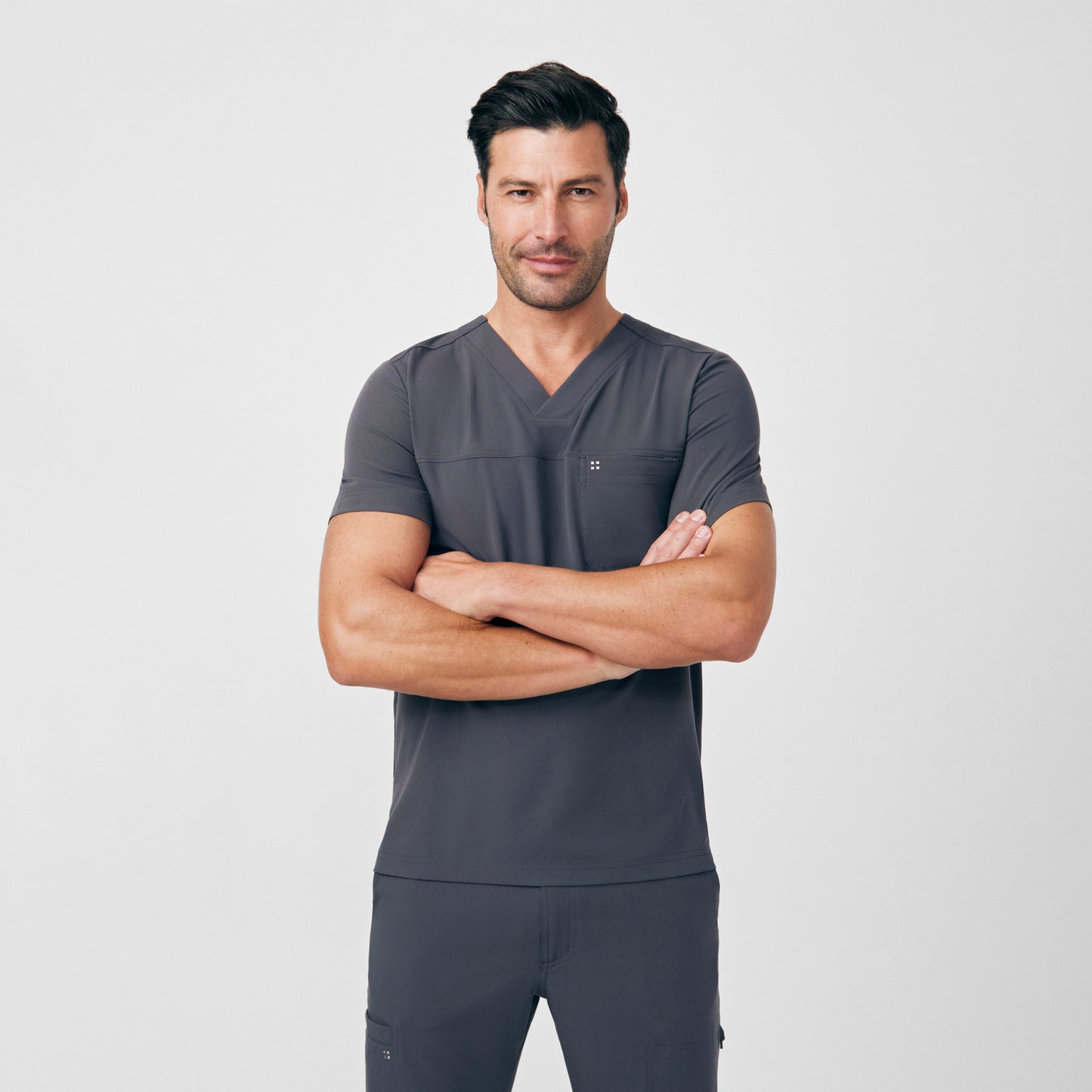 CRFT 2-Pocket V-Neck Top  | Pewter