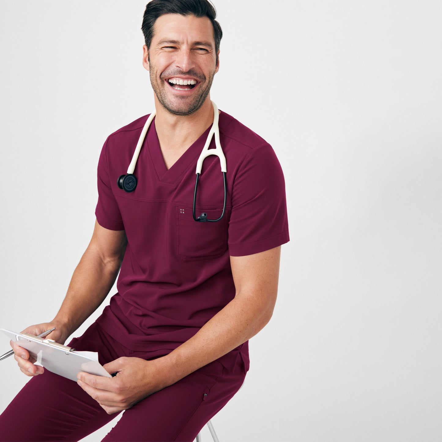 CRFT 2-Pocket V-Neck Top  | Wine