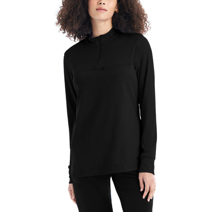 CRFT 3-Pocket Quarter-Zip Mock Neck Pullover Top  | Black