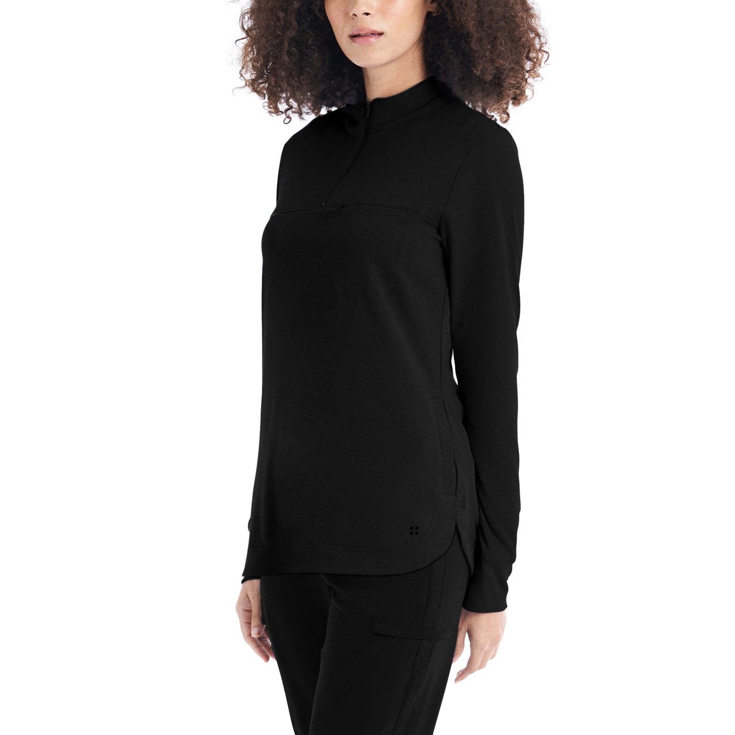 CRFT 3-Pocket Quarter-Zip Mock Neck Pullover Top  | Black