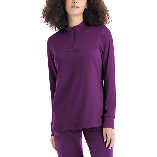 CRFT 3-Pocket Quarter-Zip Mock Neck Pullover Top  | Sugar Plum