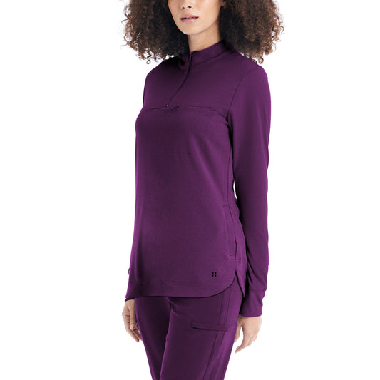 CRFT 3-Pocket Quarter-Zip Mock Neck Pullover Top  | Sugar Plum