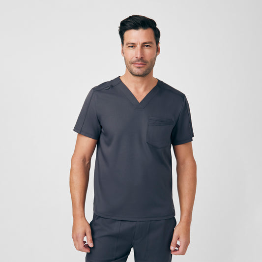 VIBE 2-Pocket V-Neck Top  | Pewter