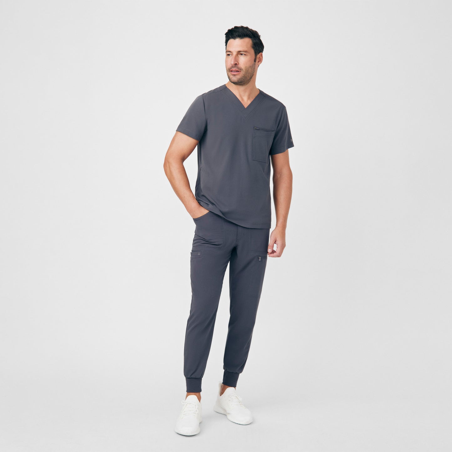 CRFT 4-Pocket V-Neck Top  | Pewter