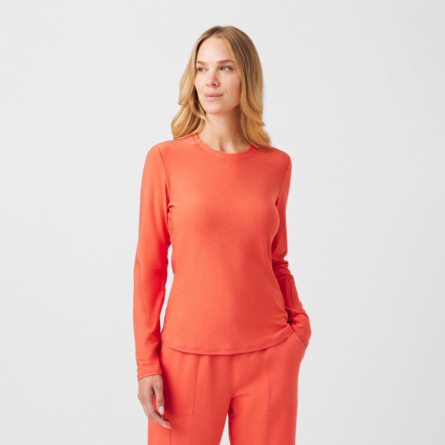 VIBE 1-Pocket Long-Sleeve Tee  | Heather Coral Sunset