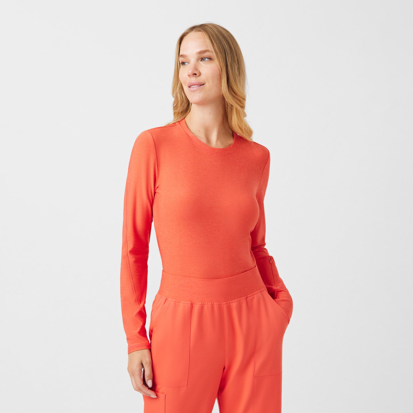 VIBE 1-Pocket Long-Sleeve Tee  | Heather Coral Sunset