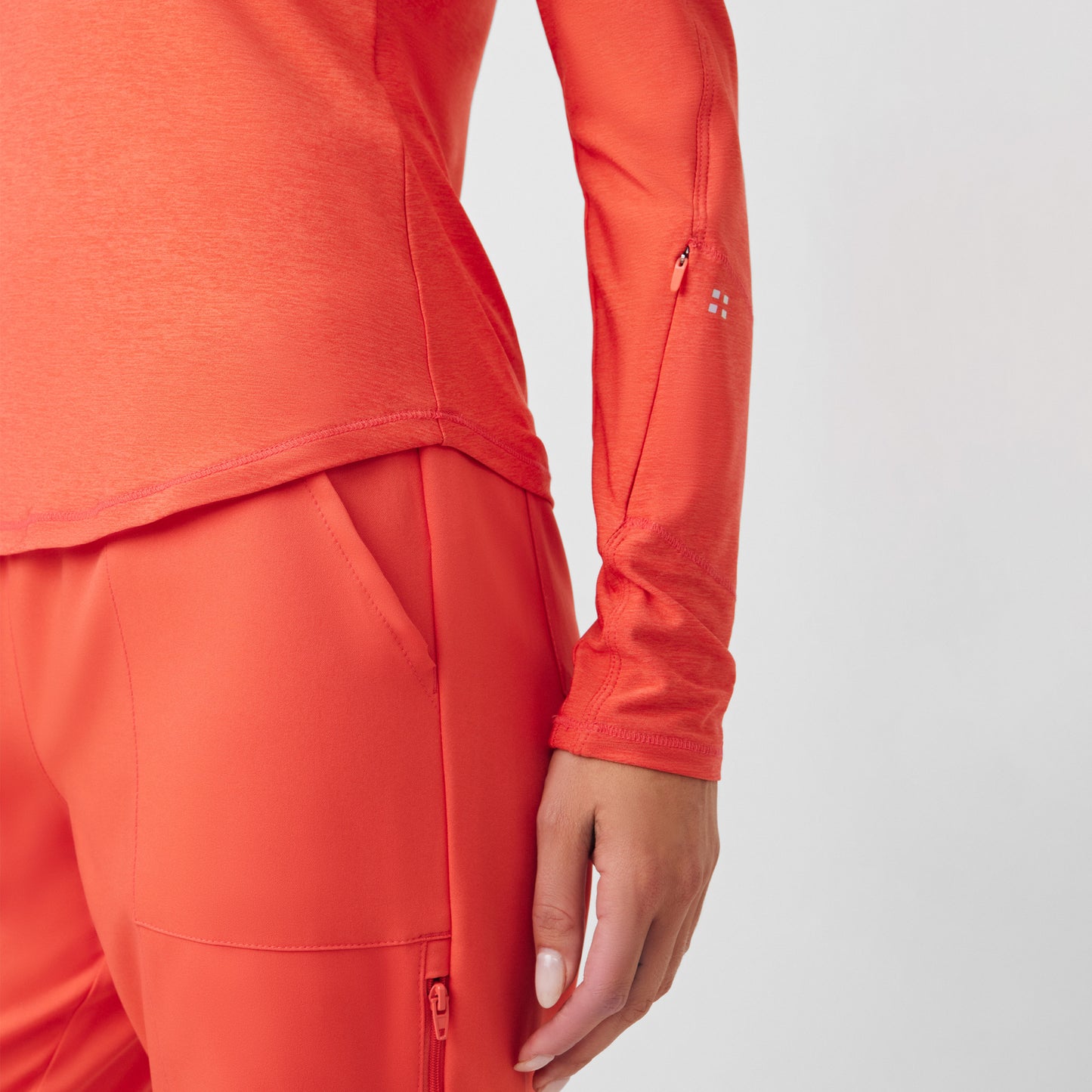 VIBE 1-Pocket Long-Sleeve Tee  | Heather Coral Sunset