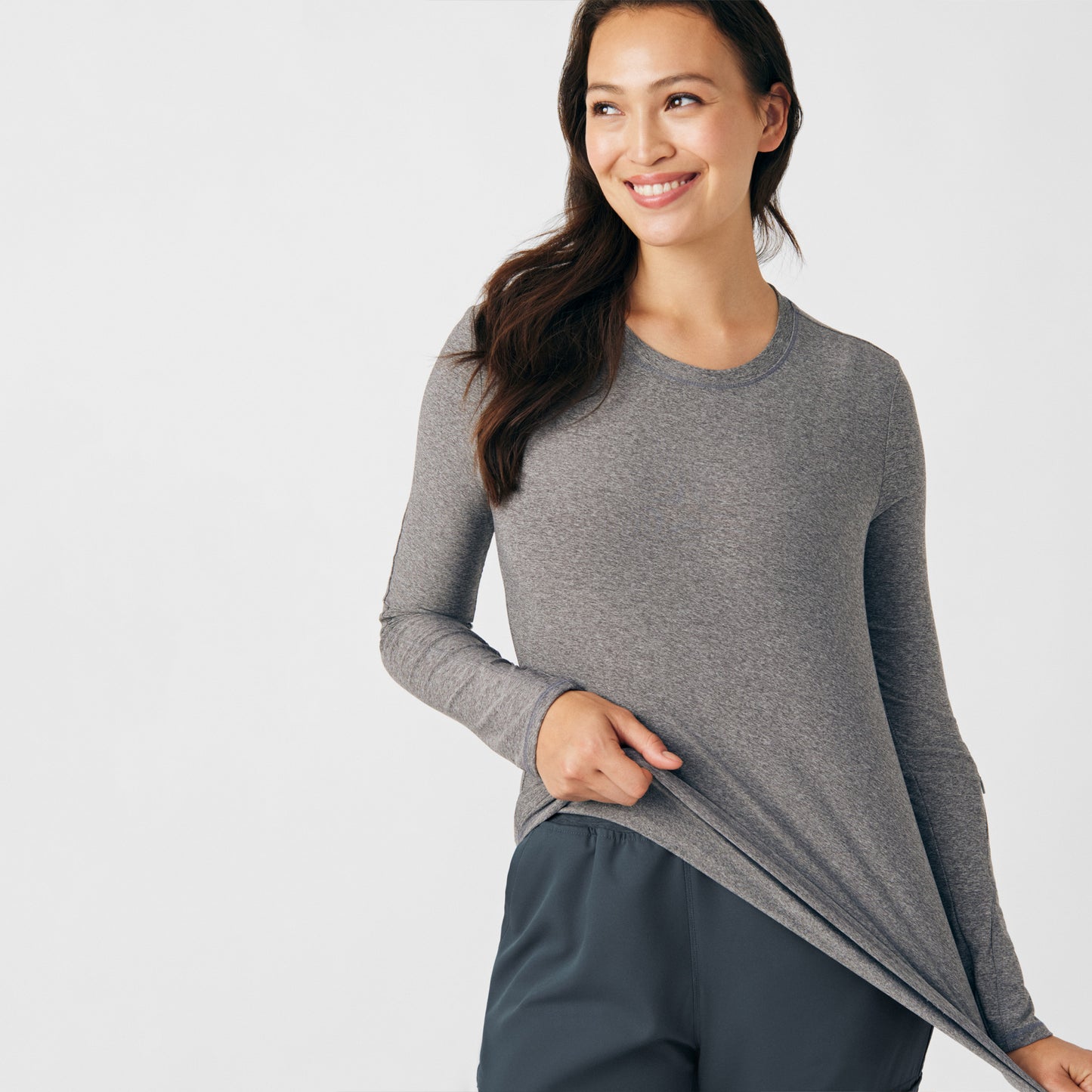 VIBE 1-Pocket Long-Sleeve Tee  | Heather Grey